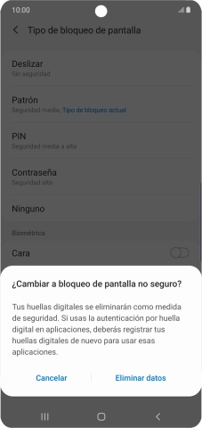 Pulsa Eliminar datos.