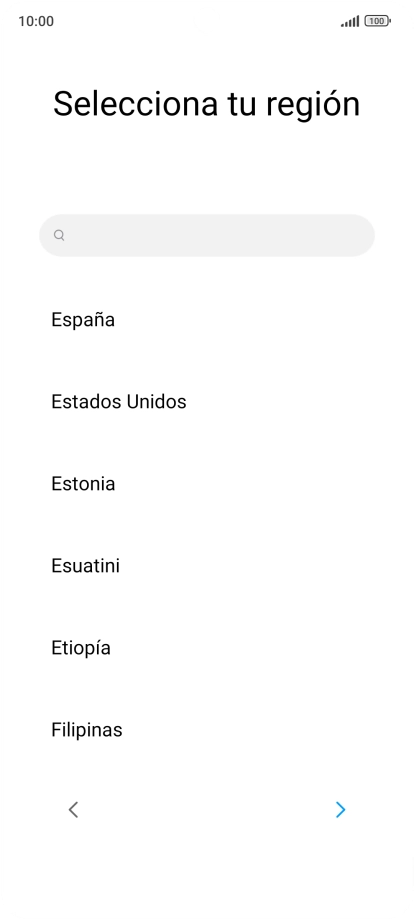 Pulsa el país o el área deseados.