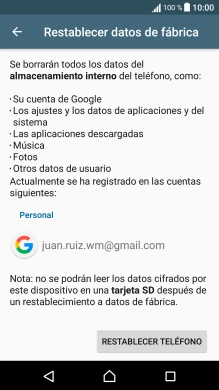 Pulsa RESTABLECER TELÉFONO.
