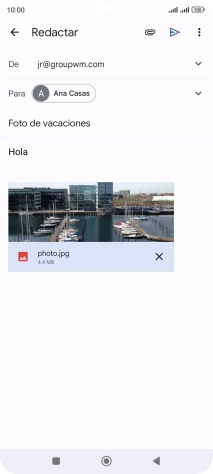 Pulsa el icono de envío cuando termines de escribir el correo electrónico. Pulsa el icono de envío cuando termines de escribir el correo electrónico.