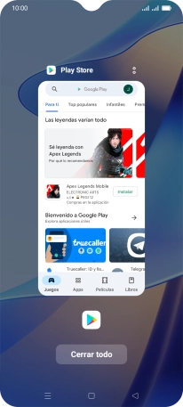 Para cerrar una sola aplicación en ejecución, desliza el dedo hacia arriba sobre la aplicación deseada.