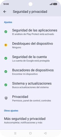 Pulsa Más seguridad y privacidad.
