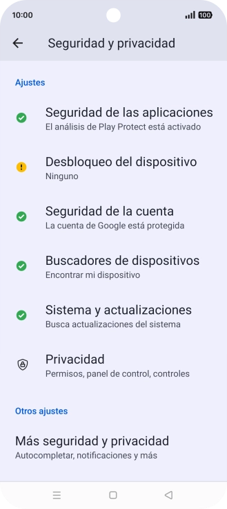 Pulsa Más seguridad y privacidad.
