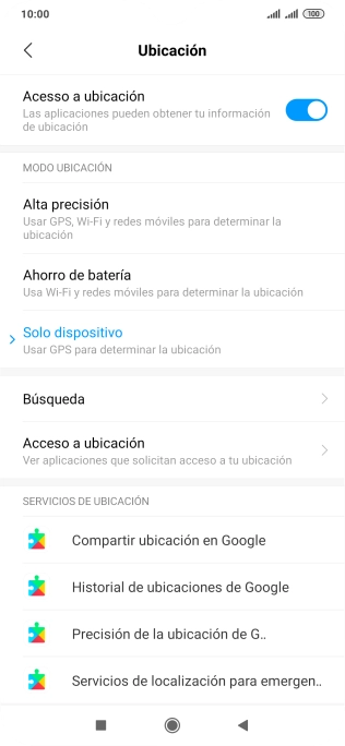 Si seleccionas Alta precisión, el teléfono podrá encontrar tu posición exacta con ayuda de los satélites GPS, la red móvil y una red wifi cercana. El GPS por satélite requiere vista libre al cielo.