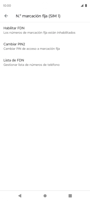 Pulsa Habilitar FDN para activar la marcación fija.