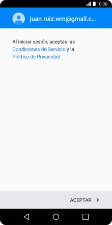 Pulsa ACEPTAR y sigue las indicaciones de la pantalla para seleccionar los ajustes de tu cuenta de Google.