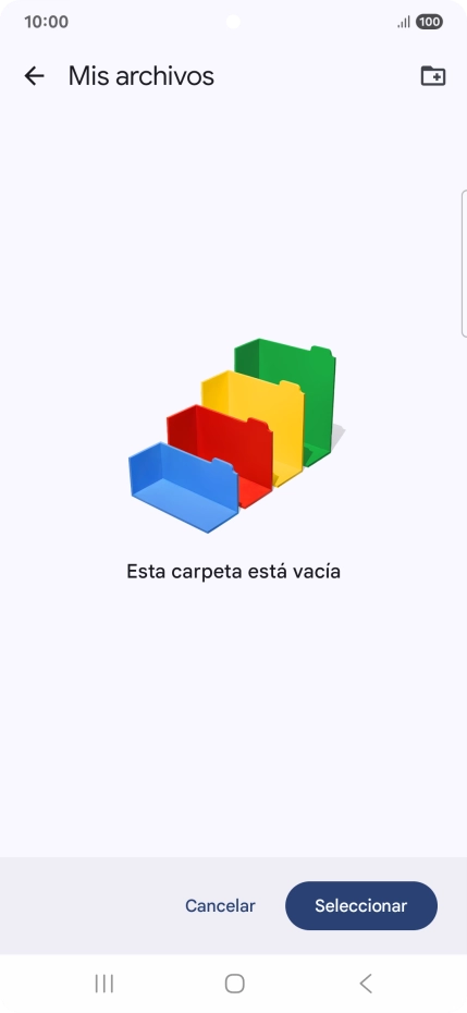 Si deseas crear una nueva carpeta, pulsa el icono de nueva carpeta y sigue las indicaciones de la pantalla para crearla.