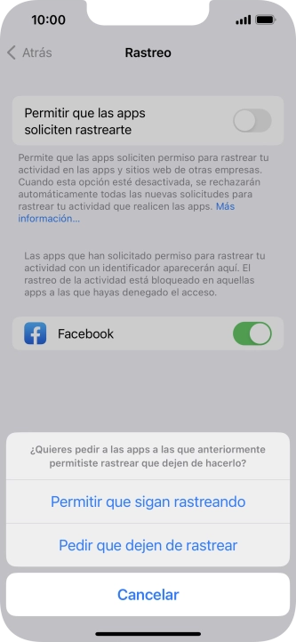 Si desactivas la función, pulsa el ajuste deseado.