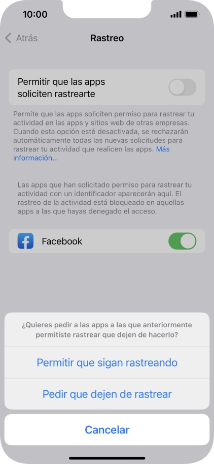 Si desactivas la función, pulsa el ajuste deseado.