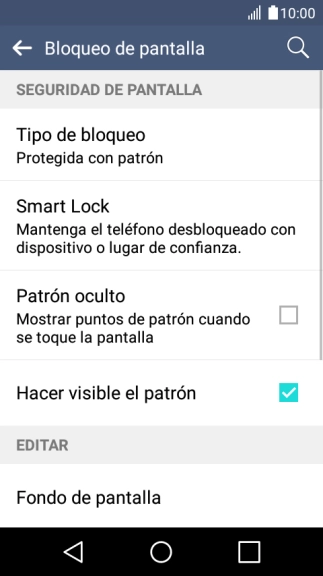 Pulsa Tipo de bloqueo e introduce el código de seguridad actual.