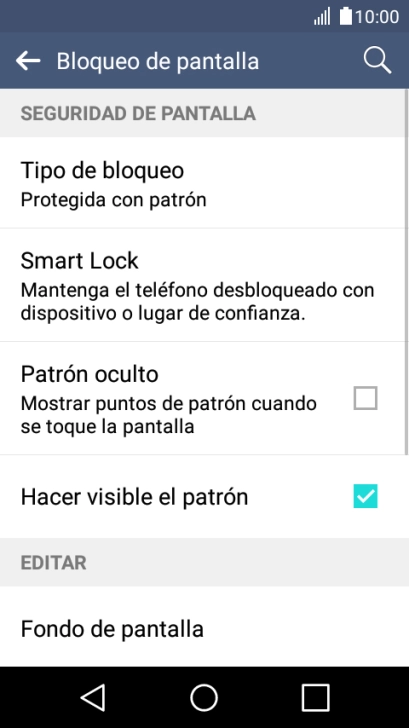 Pulsa Tipo de bloqueo e introduce el código de seguridad actual.