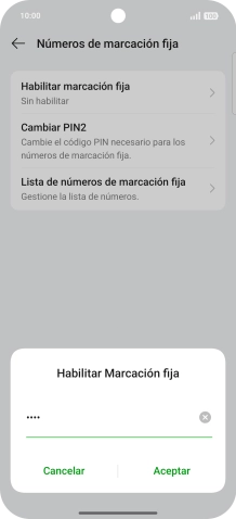 Introduce el código PIN2 y pulsa Aceptar.