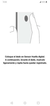 Sigue las indicaciones de la pantalla para crear una huella digital como código de seguridad.