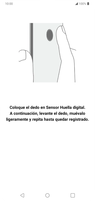 Sigue las indicaciones de la pantalla para crear una huella digital como código de seguridad.