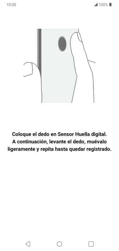 Sigue las indicaciones de la pantalla para crear una huella digital como código de seguridad.