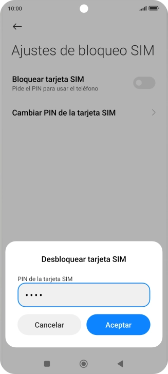 Introduce tu código PIN y pulsa Aceptar.