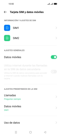 Pulsa la tarjeta SIM deseada.