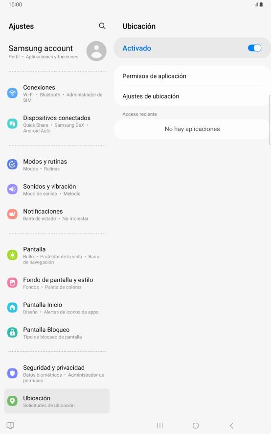 Pulsa Permisos de aplicación.