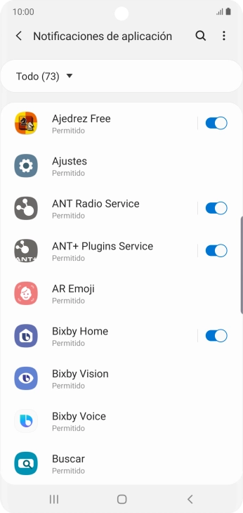 Pulsa el indicador junto a las apps deseadas para activar o desactivar la función.
