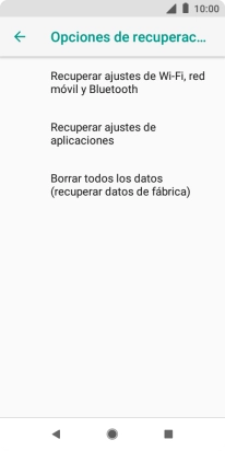 Pulsa Borrar todos los datos (recuperar datos de fábrica).
