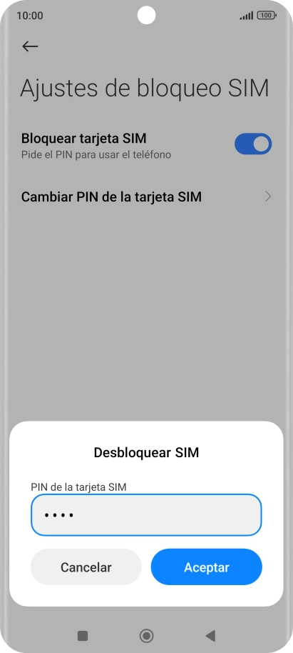 Introduce tu código PIN y pulsa Aceptar.