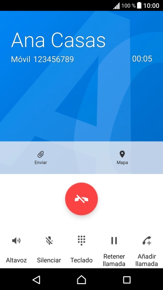 Pulsa el icono de finalizar llamada.