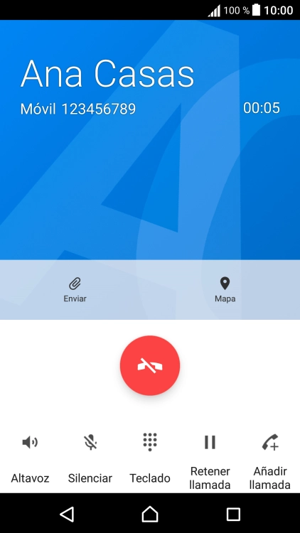Pulsa el icono de finalizar llamada.