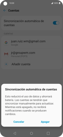 Si desactivas la función, pulsa Apagar.