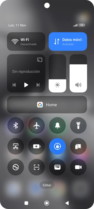 Pulsa el icono de modo de avión para activar o desactivar la función.