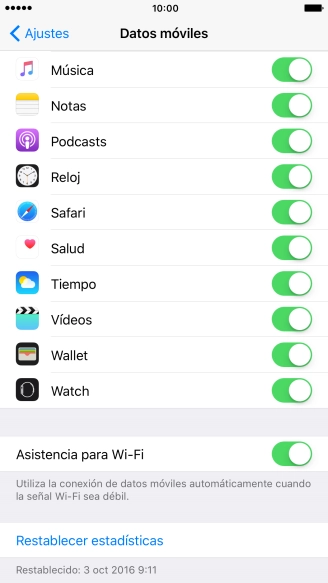 Pulsa el indicador junto a la aplicación deseada para activar o desactivar la función.