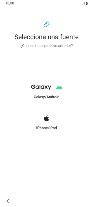 Pulsa el ajuste deseado y sigue las instrucciones de la pantalla para transferir el contenido del otro teléfono.