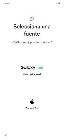 Pulsa el ajuste deseado y sigue las instrucciones de la pantalla para transferir el contenido del otro teléfono. Pulsa el ajuste deseado y sigue las instrucciones de la pantalla para transferir el contenido del otro teléfono.