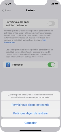 Si desactivas la función, pulsa el ajuste deseado.