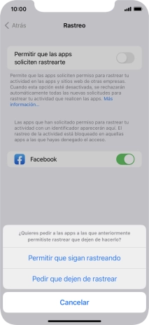 Si desactivas la función, pulsa el ajuste deseado.