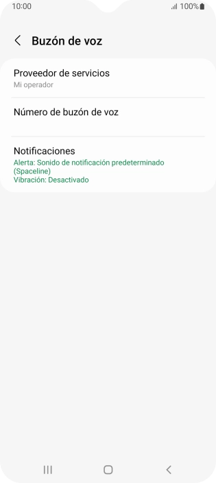 Pulsa Número de buzón de voz.