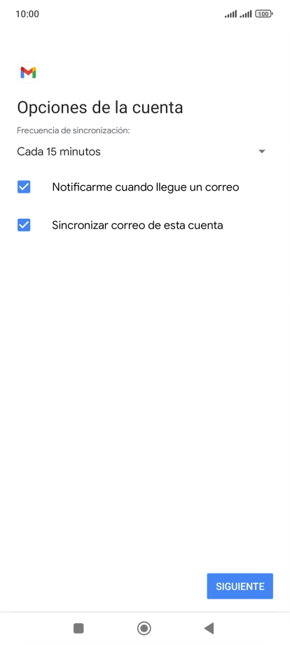 Si aparece en la pantalla esta imagen, tu cuenta de correo electrónico ha sido reconocida y configurada automáticamente. Sigue las indicaciones de la pantalla para introducir más información y terminar la configuración.