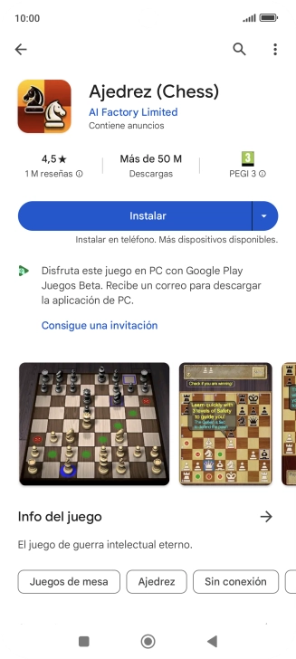 Pulsa Instalar y sigue las indicaciones de la pantalla para instalar la app.