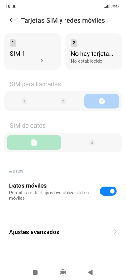 Pulsa el nombre de la tarjeta SIM.