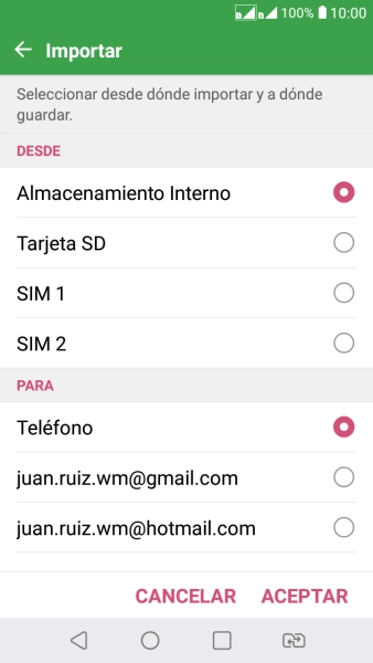 Pulsa la tarjeta SIM deseada.