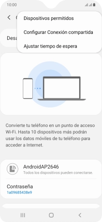 Pulsa Configurar Conexión compartida. Pulsa Configurar Conexión compartida.