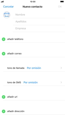 Pulsa Nombre e introduce el nombre.