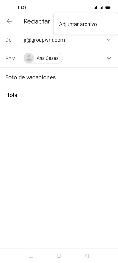 Pulsa Adjuntar archivo y desplázate a la carpeta deseada.