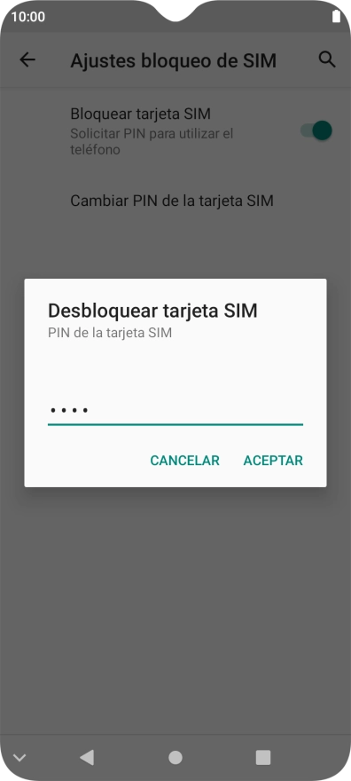 Introduce tu código PIN y pulsa ACEPTAR.