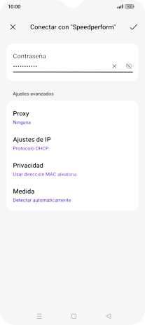 Introduce la contraseña de la red Wi-Fi y pulsa el icono de aceptar.