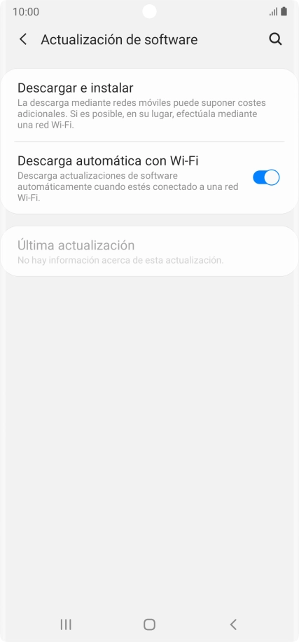 Pulsa Descargar e instalar. Si hay una versión de software nueva disponible, aparecerá ahora en la pantalla. Sigue las indicaciones de la pantalla para actualizar el software del teléfono.