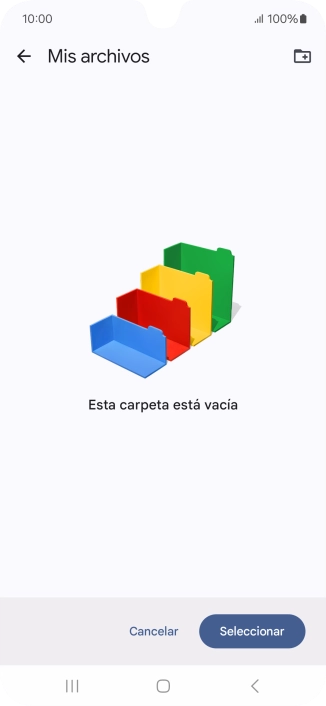 Si deseas crear una nueva carpeta, pulsa el icono de nueva carpeta y sigue las indicaciones de la pantalla para crearla.
