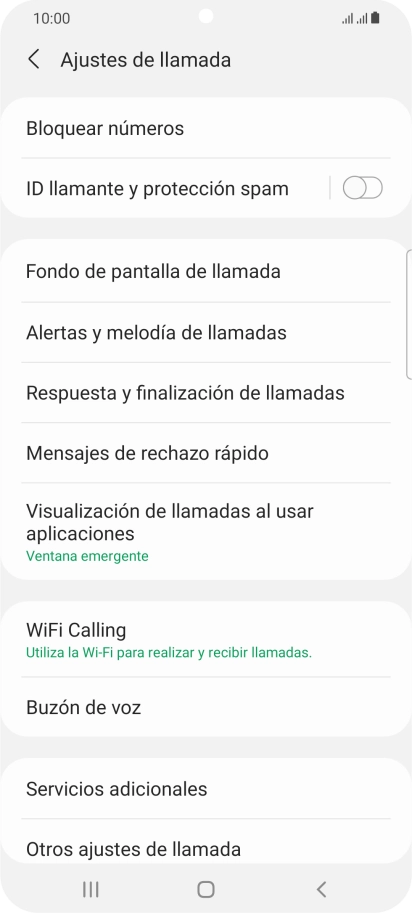 Pulsa Servicios adicionales.