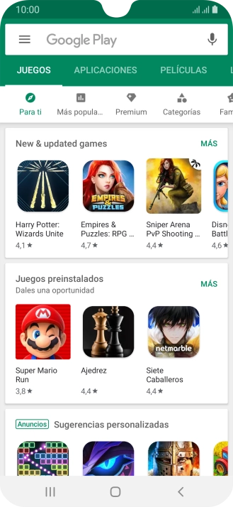 Pulsa en el campo de búsqueda.