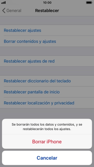 Pulsa Borrar iPhone. Pulsa Borrar iPhone.