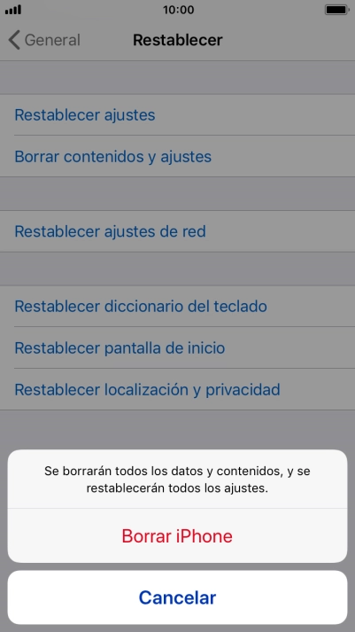 Pulsa Borrar iPhone. Pulsa Borrar iPhone.